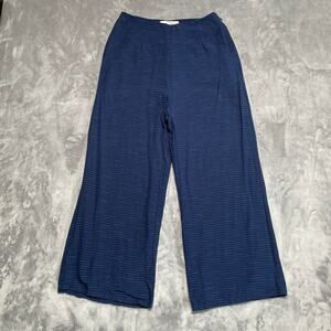 Kara Thoms Pants Women XS Blue Linen Striped Lined Pockets Side Zip Boho Coastal